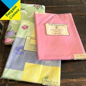 Three New Vinyl Tablecloths 52” by 52”